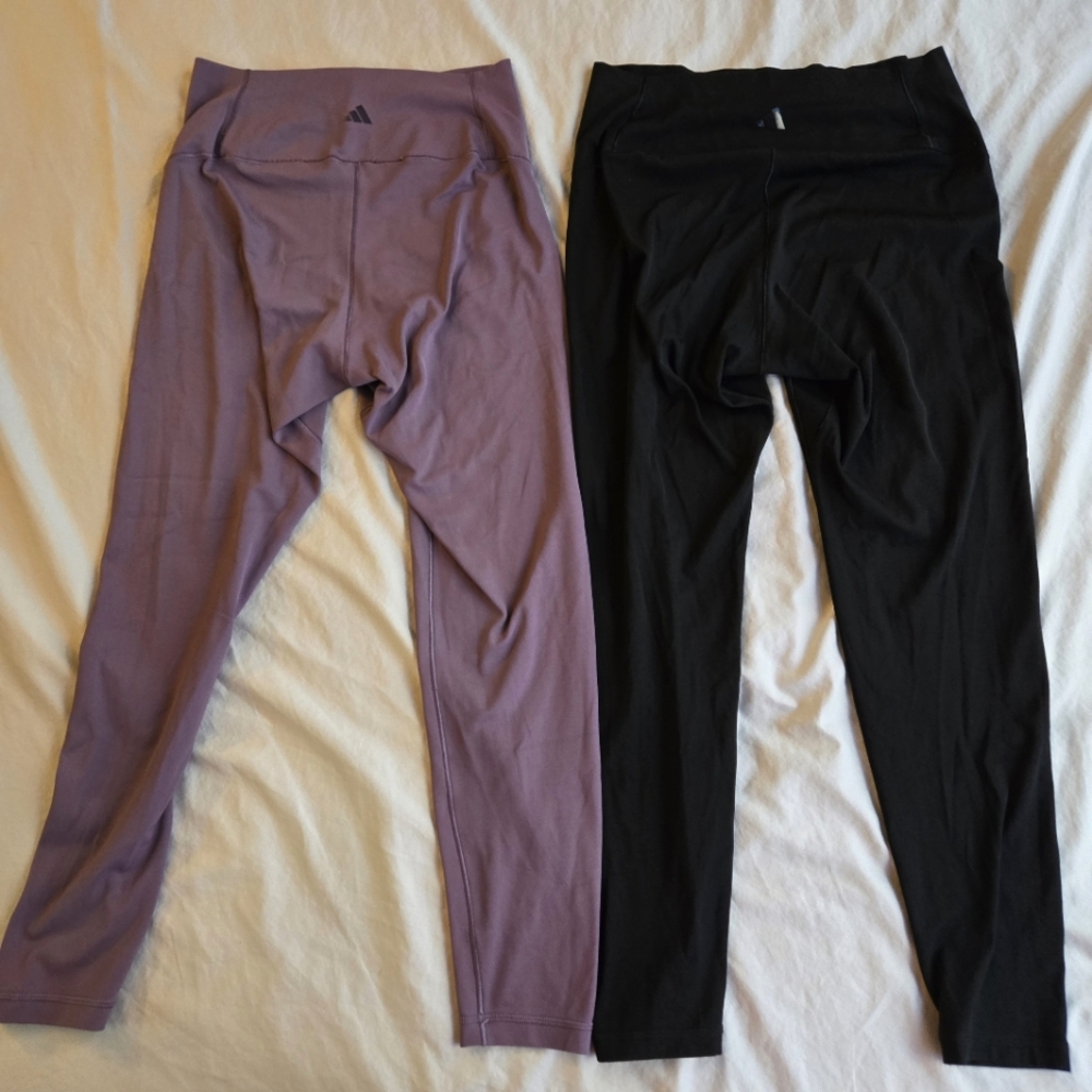 Bundle of 2 Adidas Cropped Leggings sz M purple lavender & black